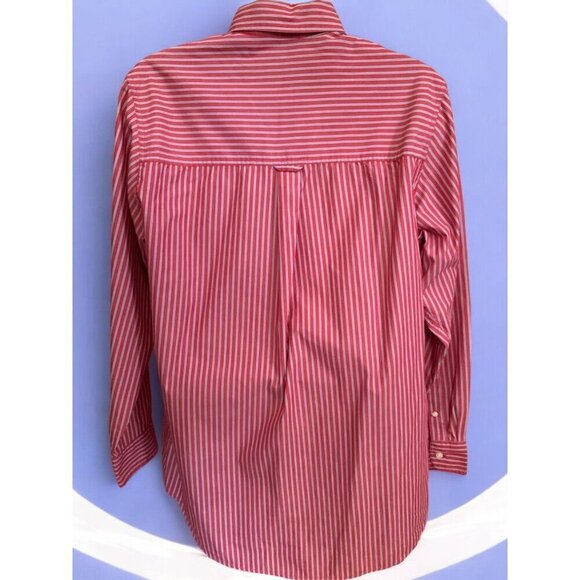 Ralph Lauren Chaps Men Red Striped Long Sleeved Collared Button Down Shirt Large - Picture 6 of 7
